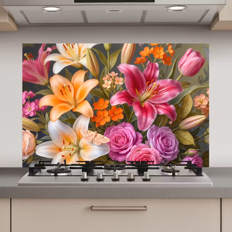 Bloemen - Boeket - Natuur - Kleurrijk - Modern keuken achterwand spatscherm klein -3d_website