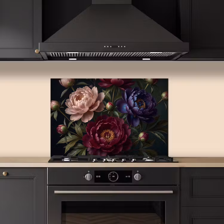 Bloemen - Boeket - Natuur - Modern - Donker keuken achterwand spatscherm klein -sfeer1