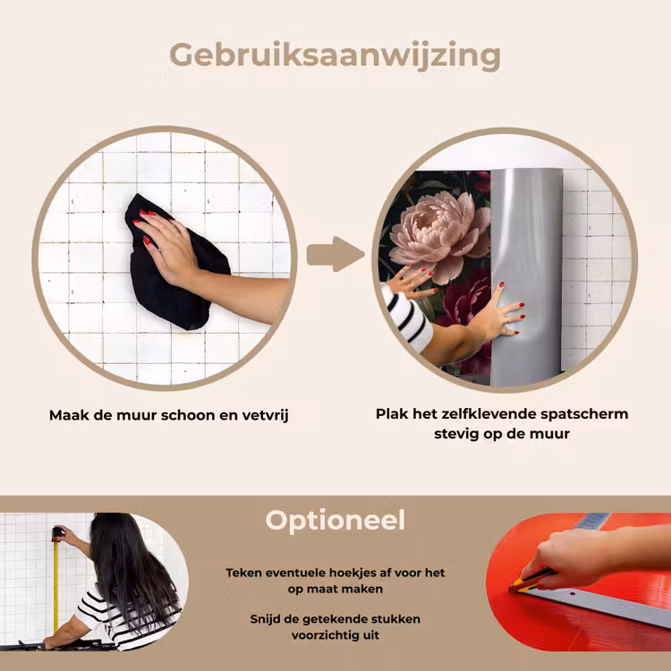 Bloemen - Boeket - Natuur - Modern - Donker keuken achterwand spatscherm klein -gebruiksaanwijzing_NL