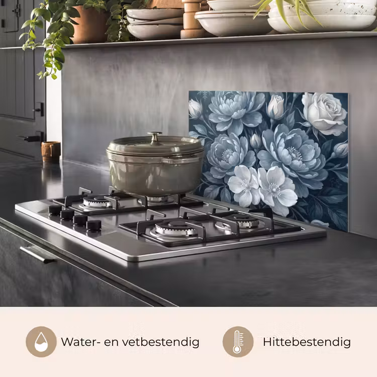 Bloemen - Boeket - Winter - Abstract - Blauw keuken achterwand spatscherm klein -usp_NL