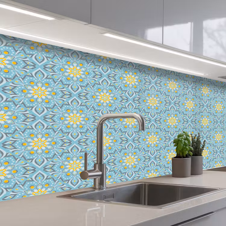 Bloemen - Boho - Patronen - Mandala - Vintage keuken achterwand 2 middel 871 -3d_schuin