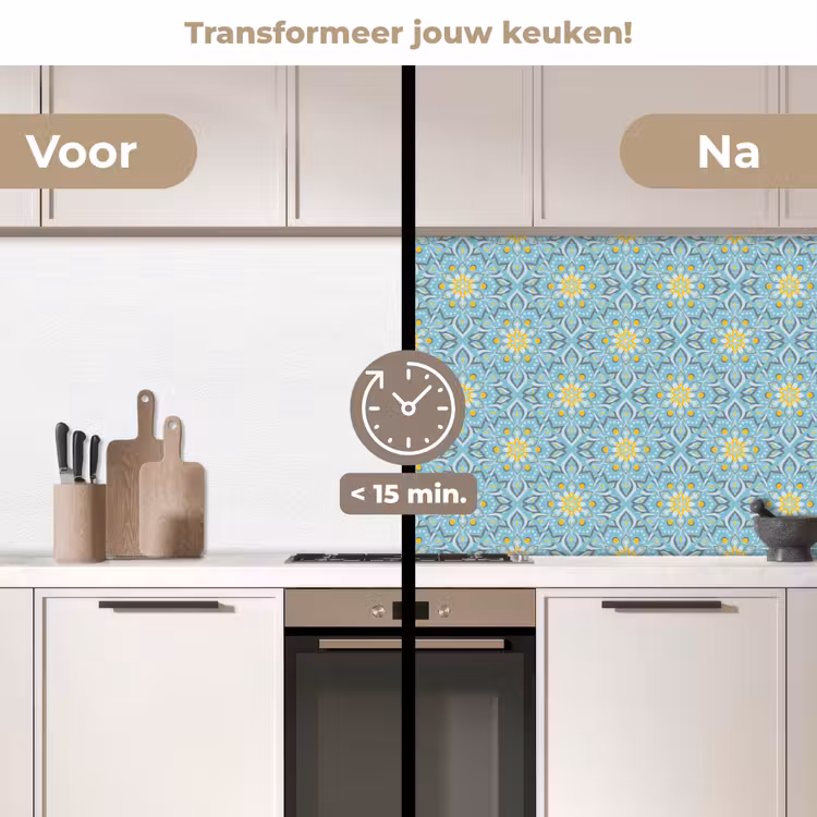 Bloemen - Boho - Patronen - Mandala - Vintage keuken achterwand 2 middel 871 -voor-na2_NL