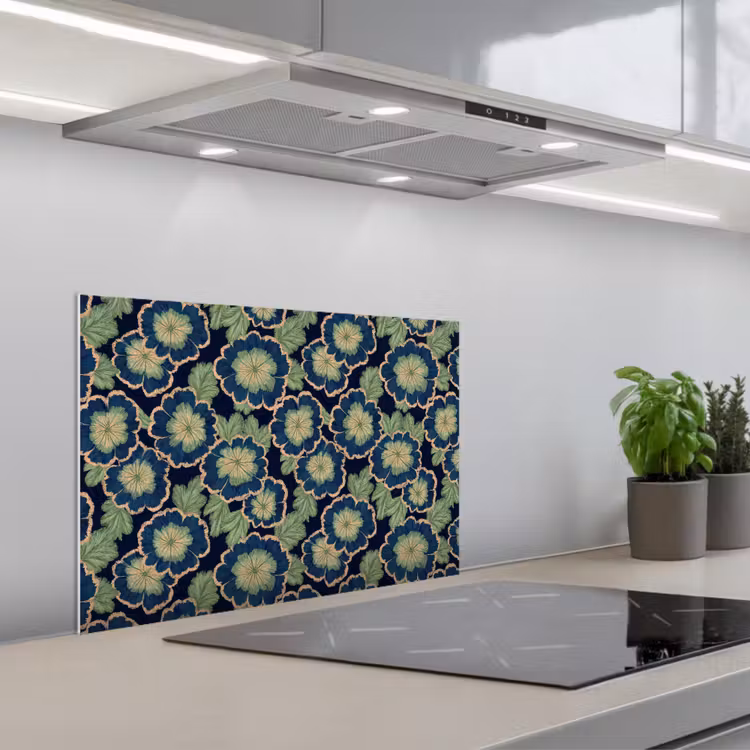 Bloemen - Borduurwerk - Patroon - Blauw - Groen keuken achterwand 2 middel 871 -usp_NL
