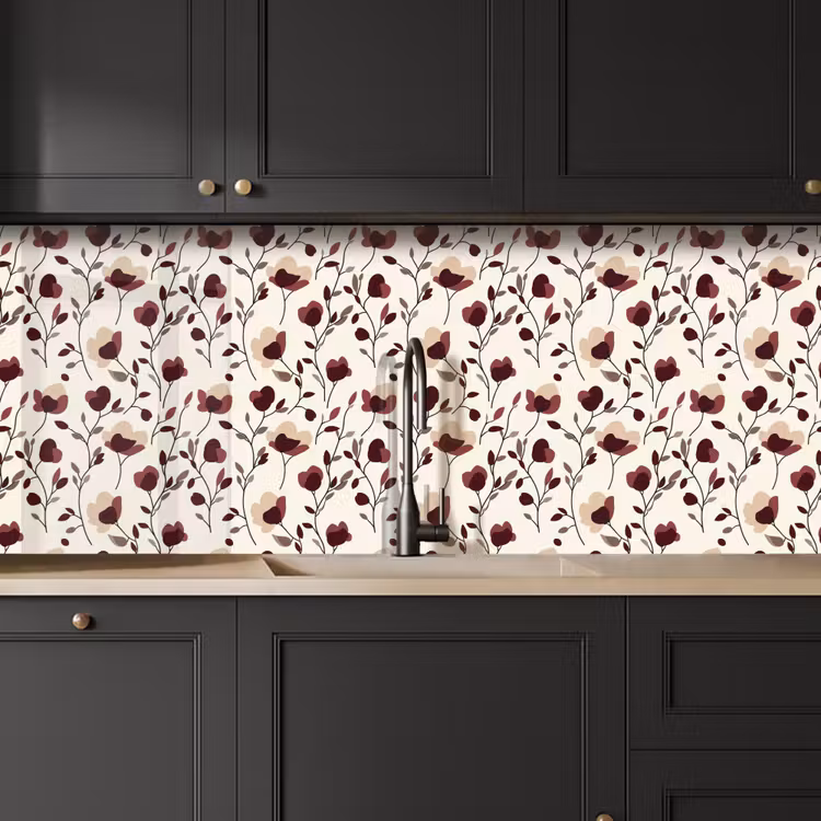 Bloemen - Botanisch - Bordeaux keuken achterwand 2 middel 871 -sfeer1