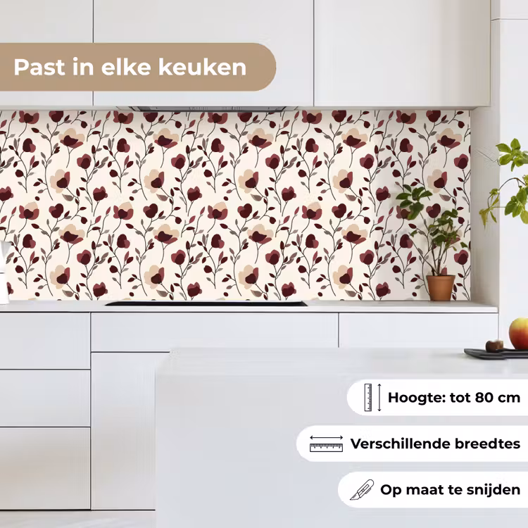 Bloemen - Botanisch - Bordeaux keuken achterwand 2 middel 871 -sfeer4_NL