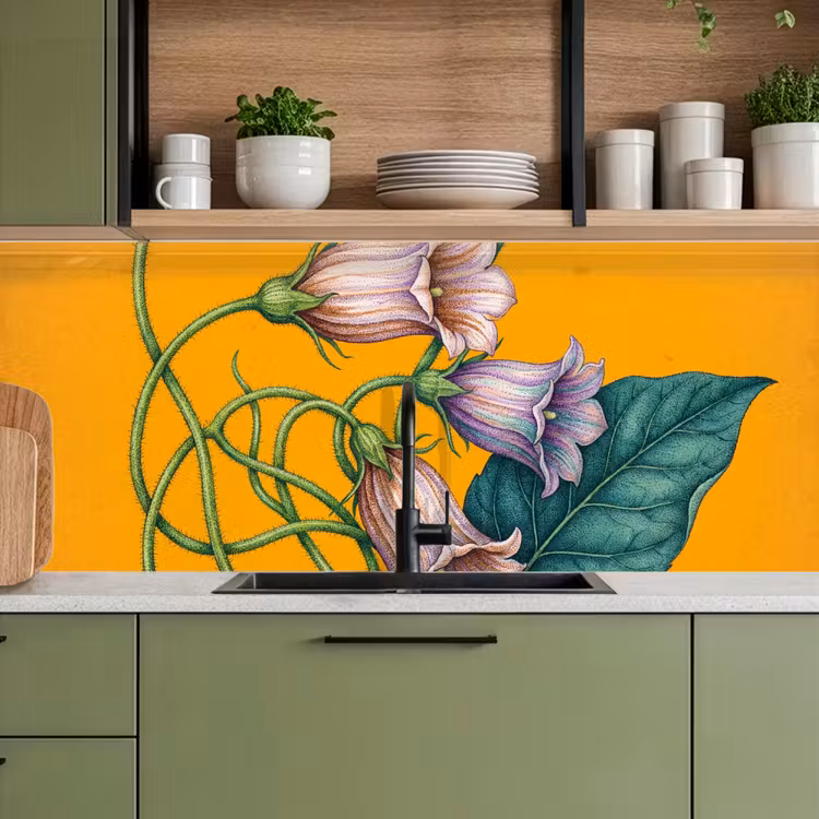 Keuken achterwand - Bloemen - Botanisch - Geel - Bloemen - Botanisch - Geel keuken achterwand 2 middel