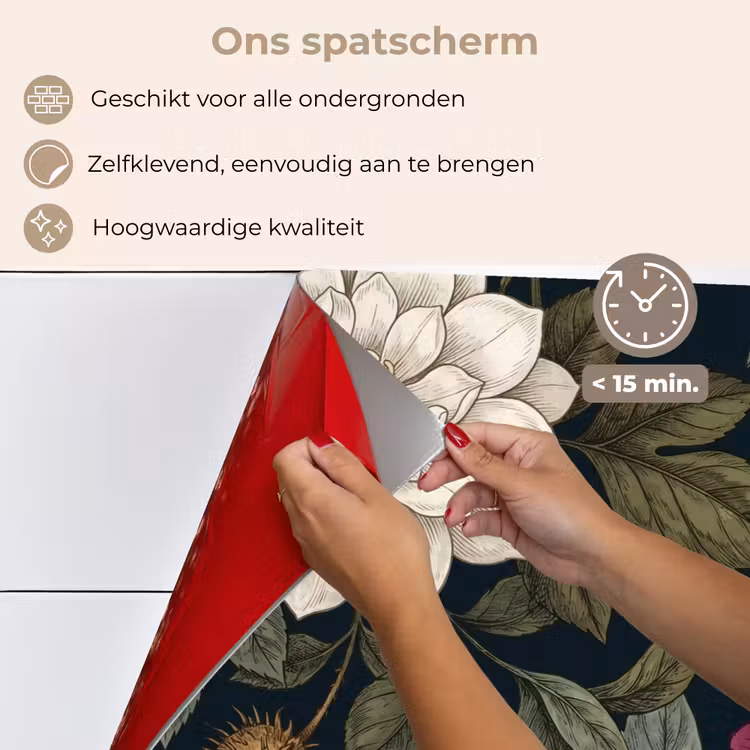 Bloemen - Botanisch - Illustratie - Donker - Vintage keuken achterwand spatscherm klein -spatscherm_NL