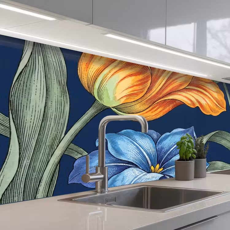 Keuken achterwand - Bloemen - Botanisch - Patroon - Bloemen - Botanisch - Patroon keuken achterwand 2 middel