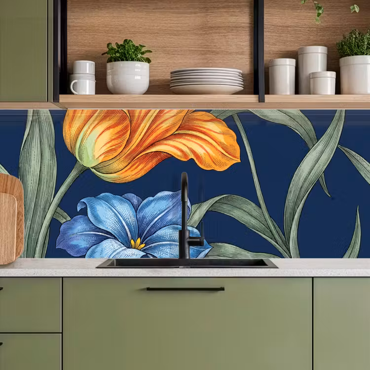 Keuken achterwand - Bloemen - Botanisch - Patroon - Bloemen - Botanisch - Patroon keuken achterwand 2 middel