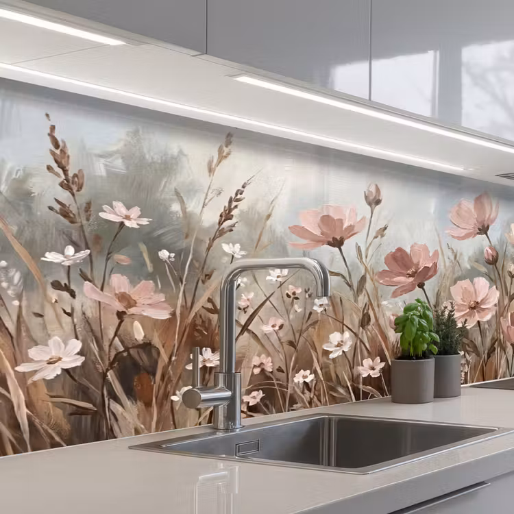 Bloemen - Botanisch - Schilderij - Pastel - Rustiek keuken achterwand 2 middel -3d_schuin