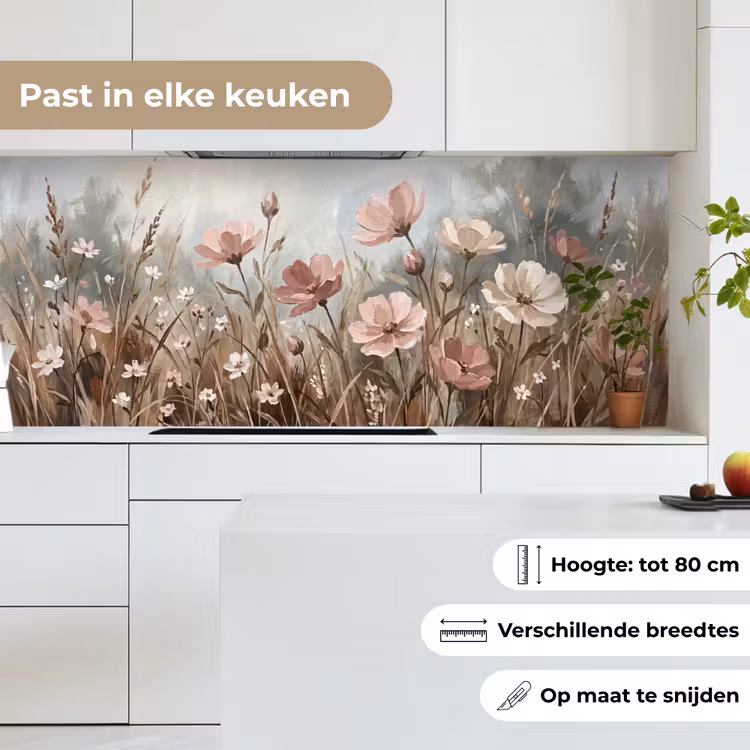 Bloemen - Botanisch - Schilderij - Pastel - Rustiek keuken achterwand 2 middel -sfeer4_NL