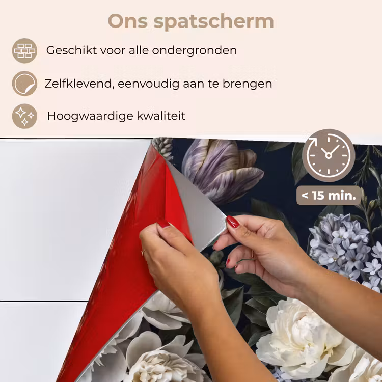 Bloemen - Donker - Elegant - Natuur - Wit keuken achterwand spatscherm klein -spatscherm_NL