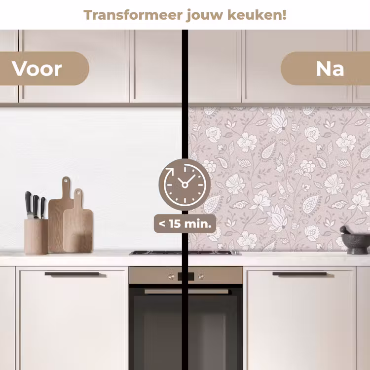 Bloemen - Getekend - Lavendel keuken achterwand 2 middel 871 -voor-na2_NL