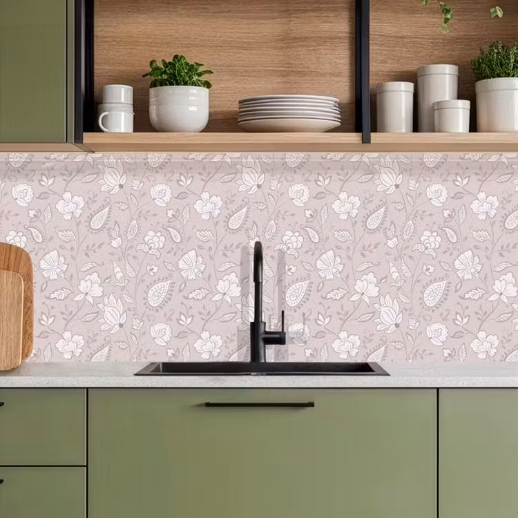 Bloemen - Getekend - Lavendel keuken achterwand 2 middel 871 -sfeer3