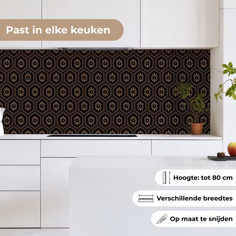 Bloemen - Goud - Hexagon keuken achterwand 2 middel 871 -sfeer4_NL