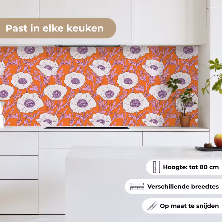 Bloemen - Grafisch - Oranje keuken achterwand 2 middel 871 -sfeer4_NL