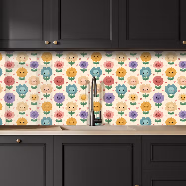 Bloemen - Hartjes - Kleurrijk keuken achterwand 2 middel 871 -sfeer1