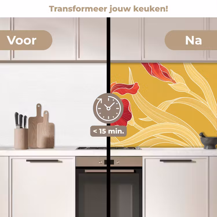 Keuken achterwand - Bloemen - Illustratie - Rood - Bloemen - Illustratie - Rood keuken achterwand 2 middel