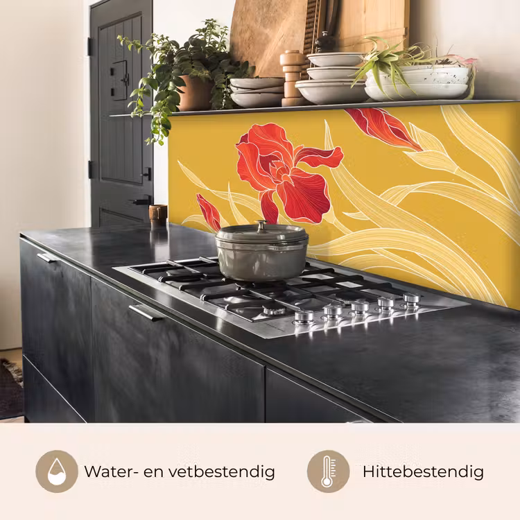 Keuken achterwand - Bloemen - Illustratie - Rood - Bloemen - Illustratie - Rood keuken achterwand 2 middel