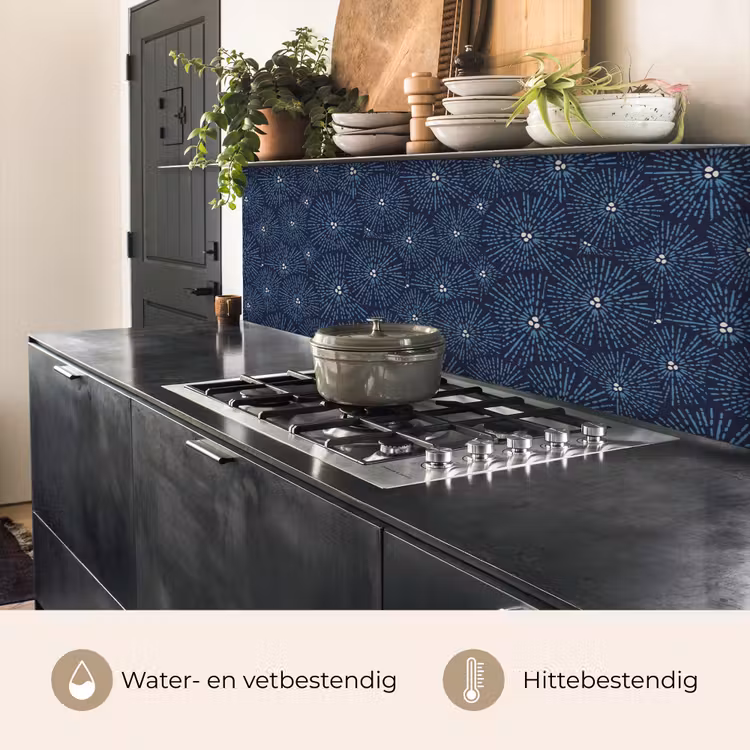 Bloemen - Japans - Patroon - Blauw - Wit keuken achterwand 2 middel 871 -usp_NL
