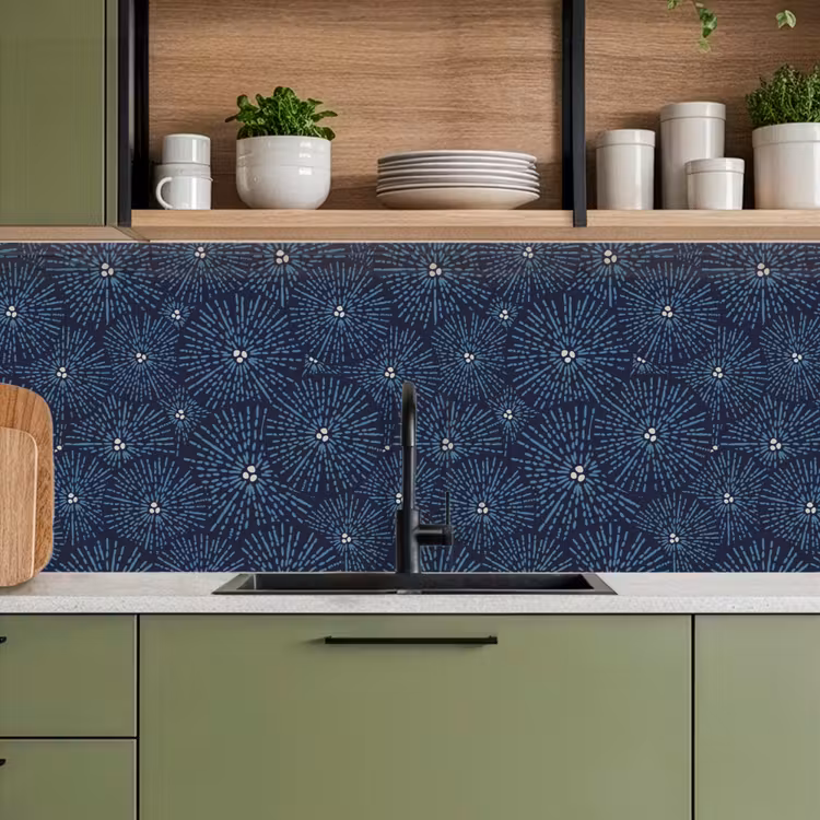 Bloemen - Japans - Patroon - Blauw - Wit keuken achterwand 2 middel 871 -sfeer3