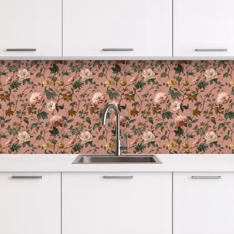 Bloemen - Klassiek - Roze keuken achterwand 2 middel 871 -3d