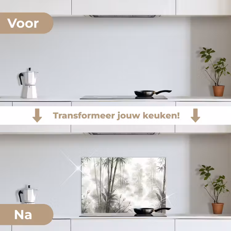 Bloemen - Knop - Tuin - Illustratie - Wit keuken achterwand spatscherm klein -voor_na_NL