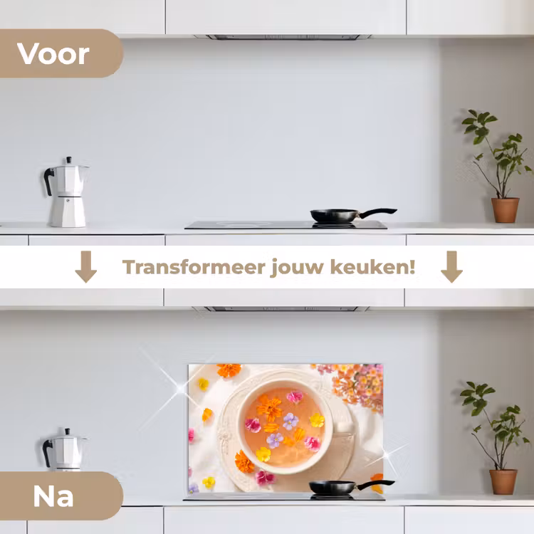 Bloemen - Kop - Natuur - Kleurrijk - Zomer keuken achterwand spatscherm klein -voor_na_NL