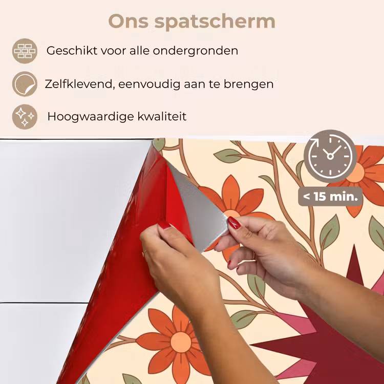 Bloemen - Mandala - Decoratief - Rood keuken achterwand spatscherm klein -spatscherm_NL
