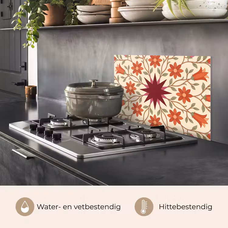 Bloemen - Mandala - Decoratief - Rood keuken achterwand spatscherm klein -usp_NL