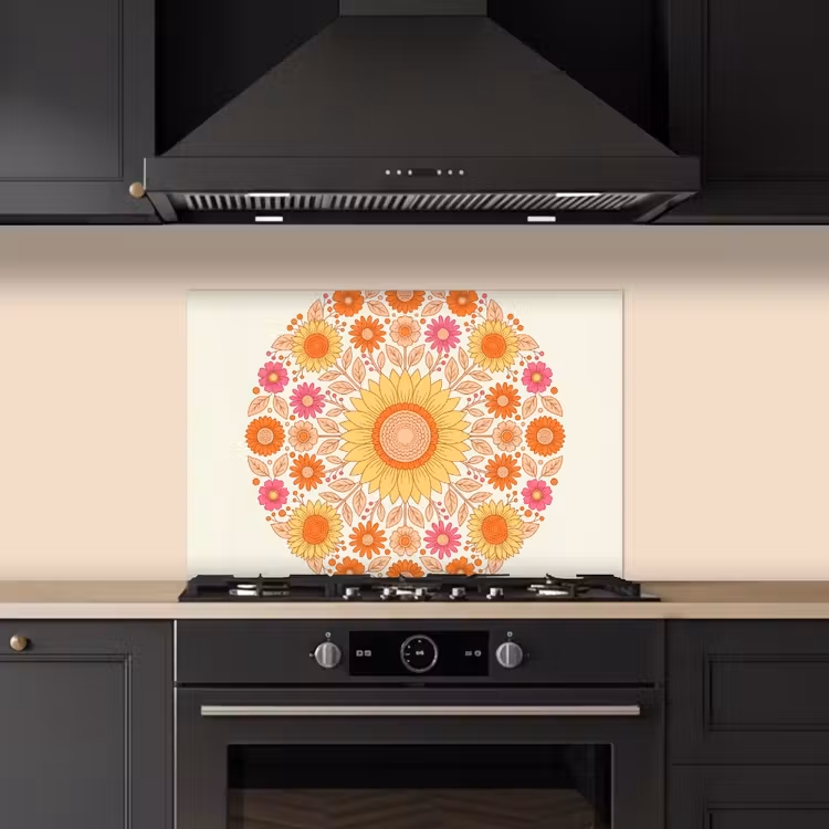 Bloemen - Mandala - Patroon - Kleurrijk keuken achterwand spatscherm klein -sfeer1