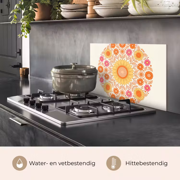 Bloemen - Mandala - Patroon - Kleurrijk keuken achterwand spatscherm klein -usp_NL