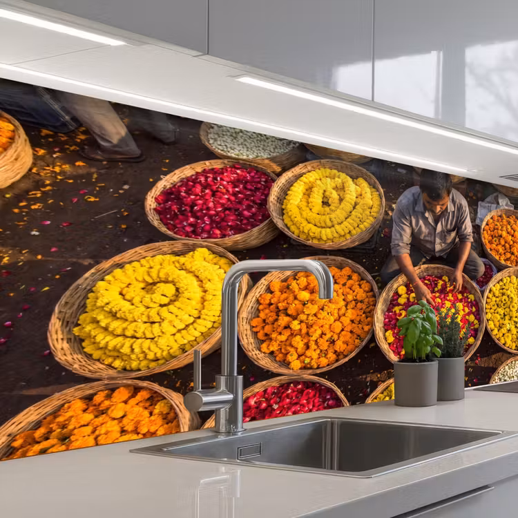 Keuken achterwand - Bloemen - Markt - Kleurrijk - Bloemen - Markt - Kleurrijk keuken achterwand 2 middel
