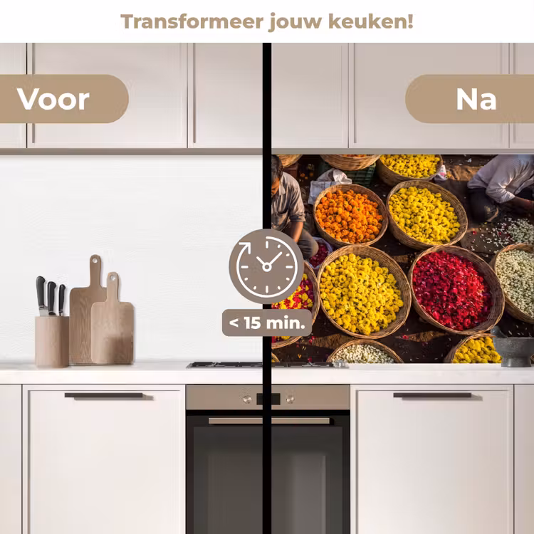 Keuken achterwand - Bloemen - Markt - Kleurrijk - Bloemen - Markt - Kleurrijk keuken achterwand 2 middel