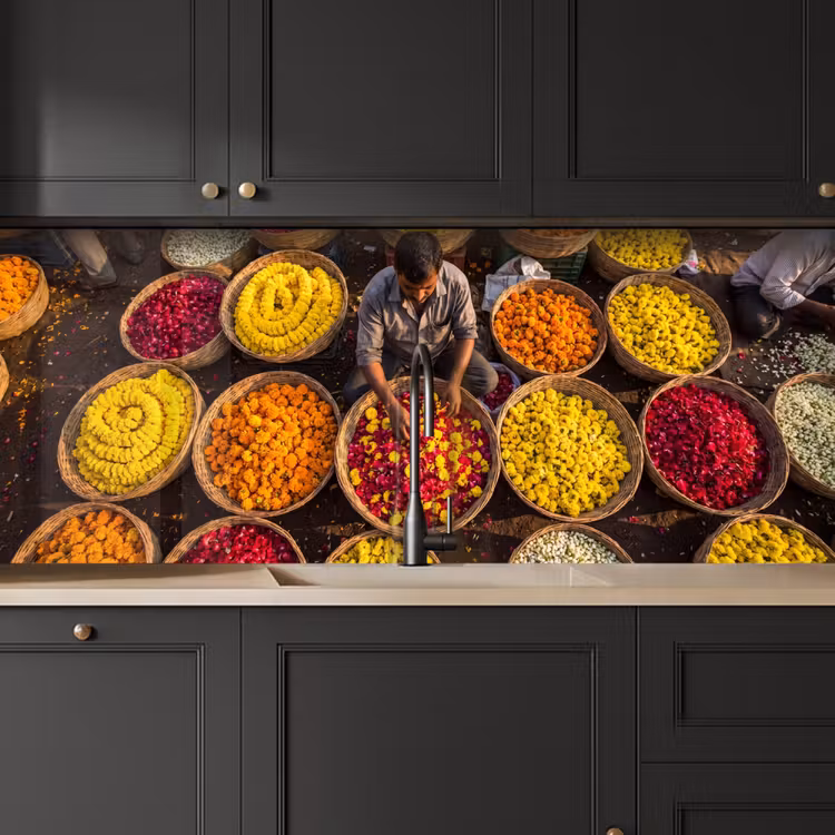 Keuken achterwand - Bloemen - Markt - Kleurrijk - Bloemen - Markt - Kleurrijk keuken achterwand 2 middel