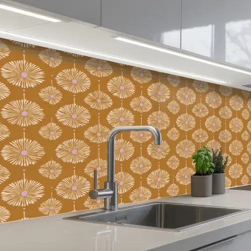 Bloemen - Modern - Oker keuken achterwand 2 middel 871 -3d_schuin
