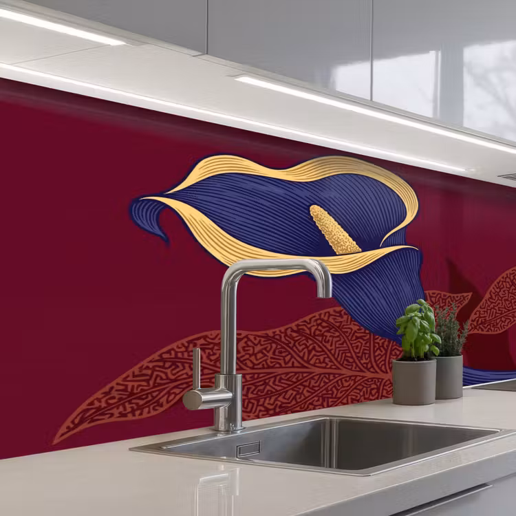 Keuken achterwand - Bloemen - Modern - Paars - Bloemen - Modern - Paars keuken achterwand 2 middel