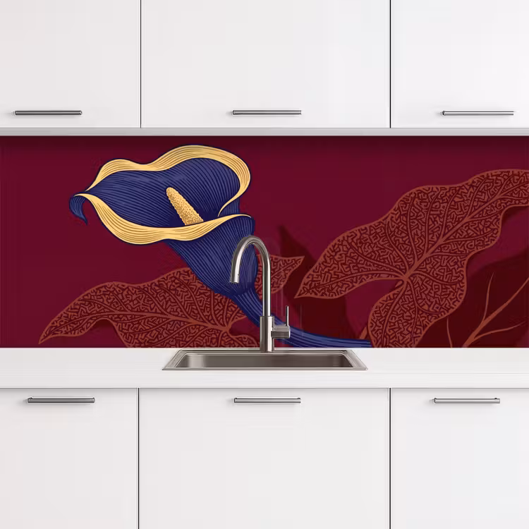 Keuken achterwand - Bloemen - Modern - Paars - Bloemen - Modern - Paars keuken achterwand 2 middel