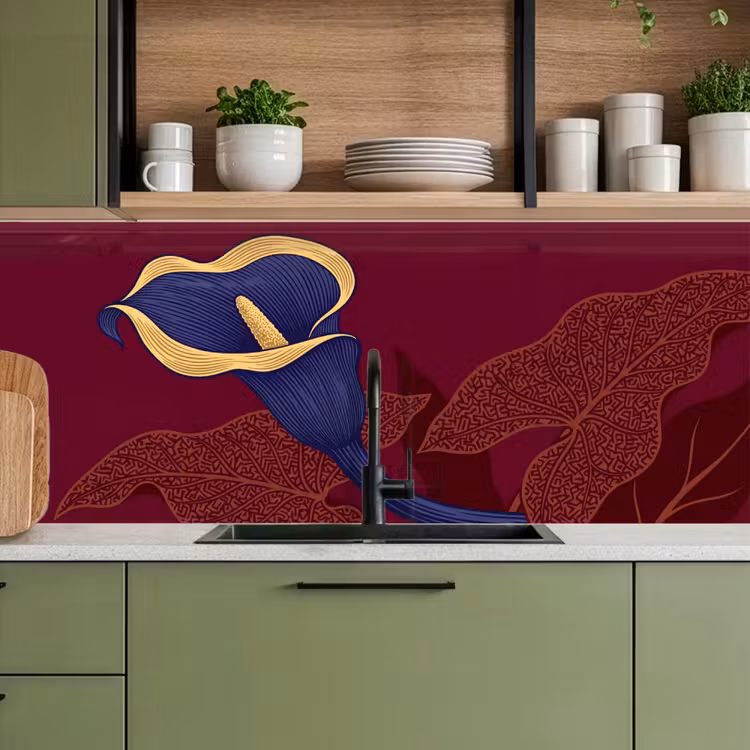 Keuken achterwand - Bloemen - Modern - Paars - Bloemen - Modern - Paars keuken achterwand 2 middel