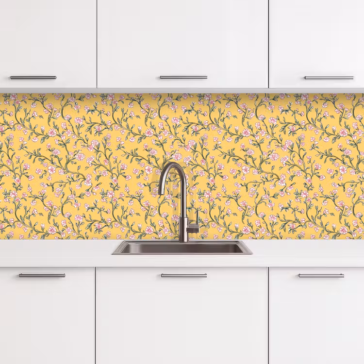 Bloemen - Motief - Geel keuken achterwand 2 middel 871 -3d