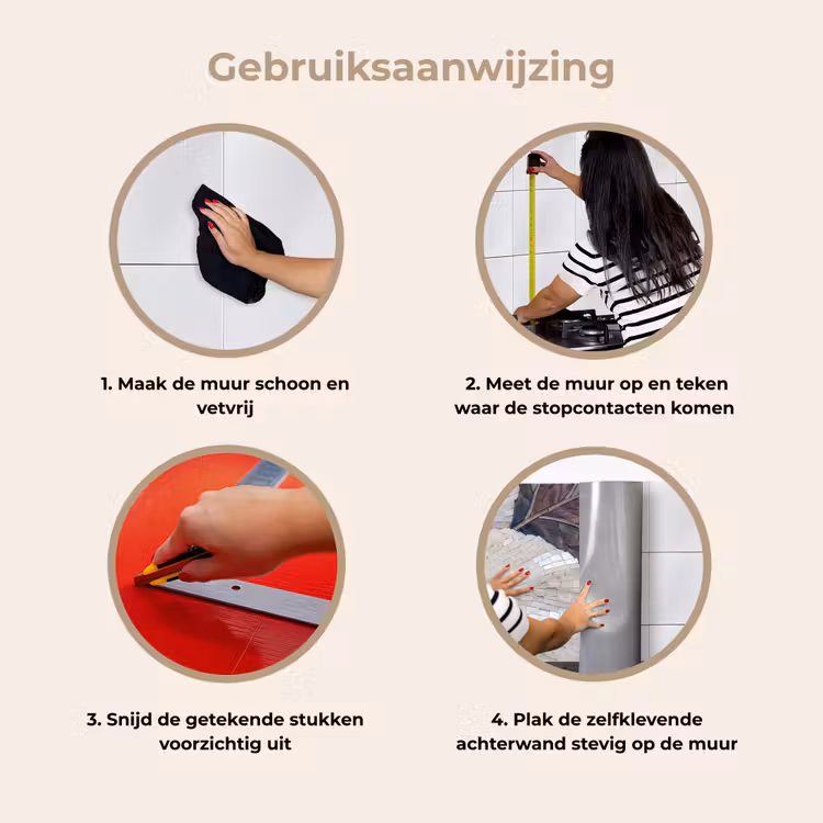 Bloemen - Mozaïek - Kunst - Modern - Goud keuken achterwand 2 middel -gebruiksaanwijzing_NL