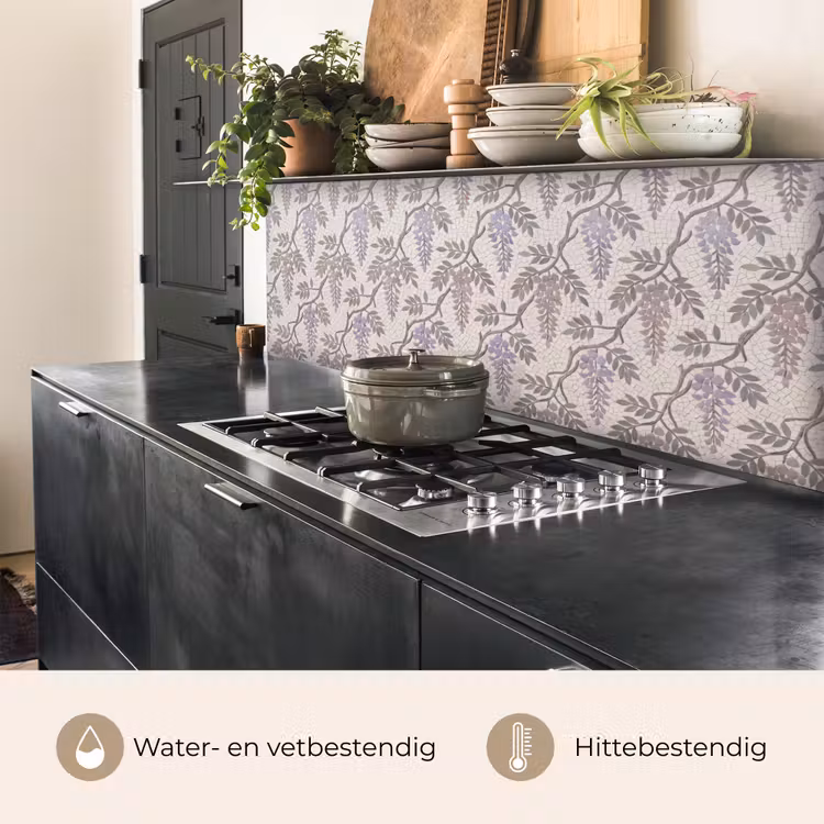 Bloemen - Mozaïek - Natuur - Patroon - Paars keuken achterwand 2 middel -usp_NL