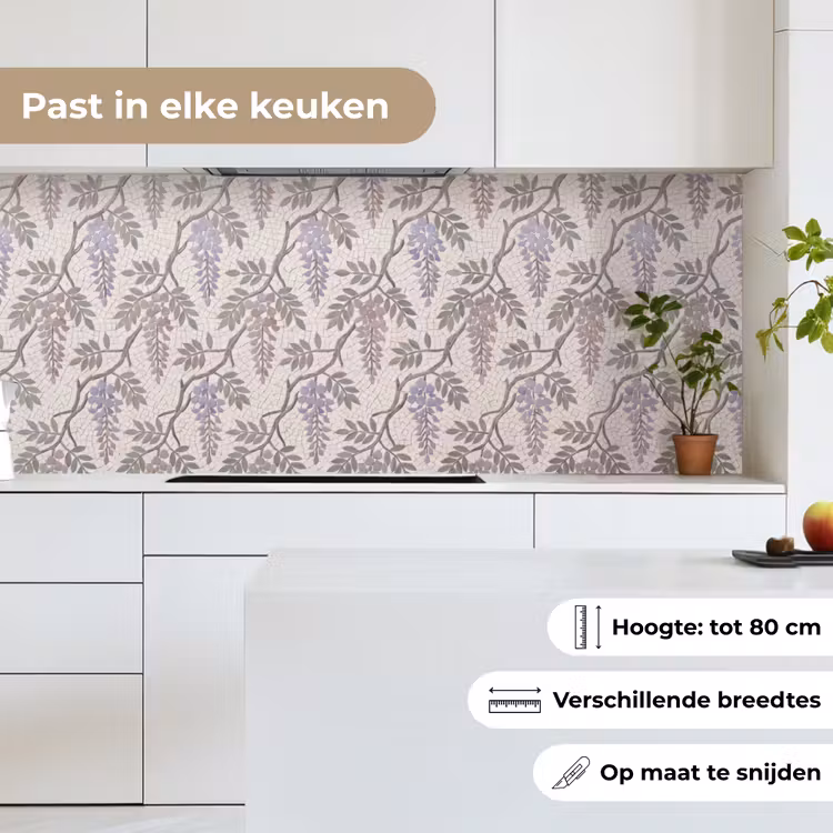 Bloemen - Mozaïek - Natuur - Patroon - Paars keuken achterwand 2 middel -sfeer4_NL