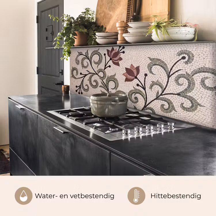 Bloemen - Mozaïek - Patroon - Abstract - Groen keuken achterwand 2 middel -usp_NL
