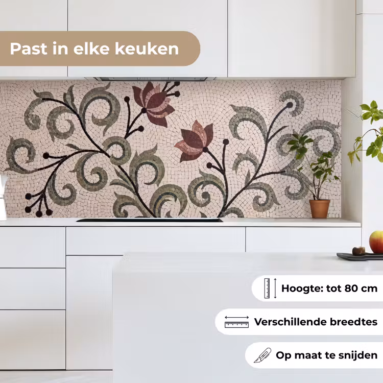 Bloemen - Mozaïek - Patroon - Abstract - Groen keuken achterwand 2 middel -sfeer4_NL