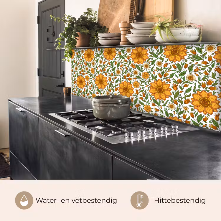 Bloemen - Oranje - Design keuken achterwand 2 middel 871 -usp_NL