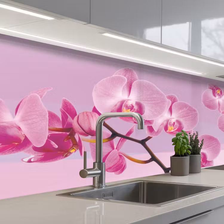 Bloemen - Orchidee - Roze keuken achterwand 2 middel -3d_schuin
