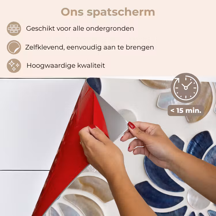 Bloemen - Parelmoer - Abstract - Patroon - Blauw keuken achterwand spatscherm klein -spatscherm_NL