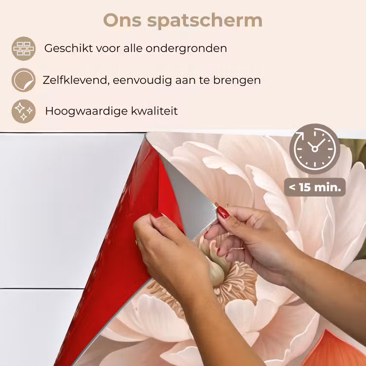 Bloemen - Parels - Elegant - Roze - Wit keuken achterwand spatscherm klein -spatscherm_NL