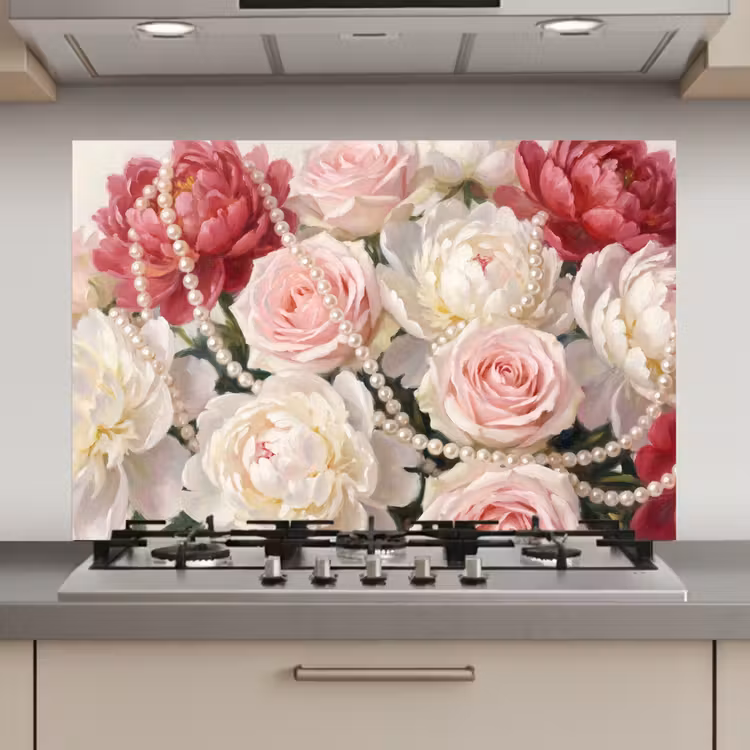 Bloemen - Parels - Romantiek - Klassiek - Roze keuken achterwand spatscherm klein -3d_website
